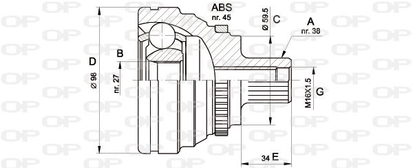 OPEN PARTS jungčių komplektas, kardaninis velenas CVJ5174.10